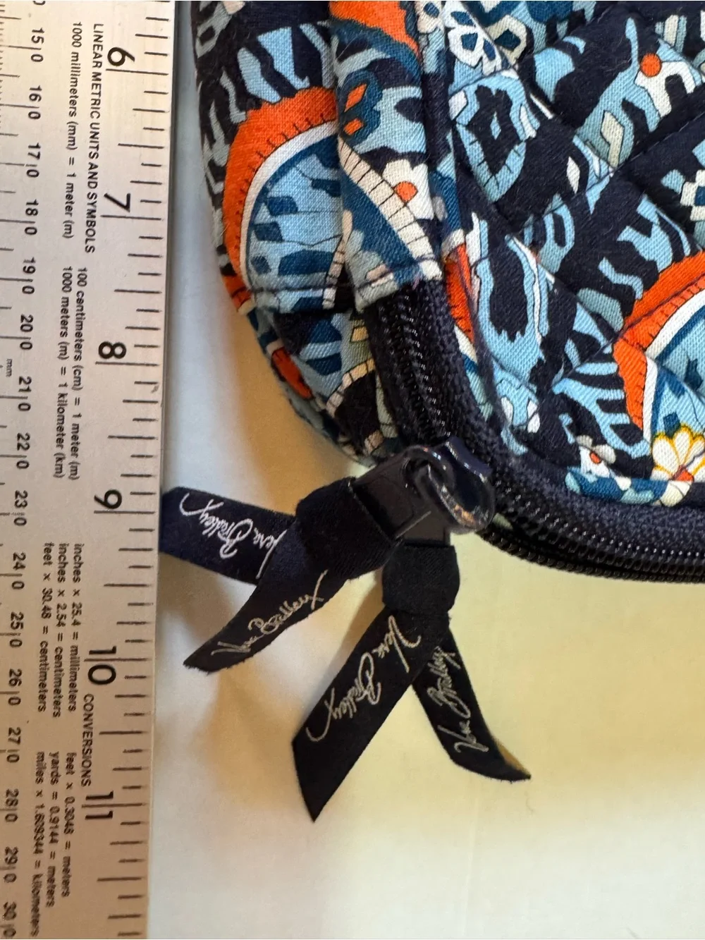 Vera Bradley Blue Orange Paisley Zip Around Travel Wallet Organizer